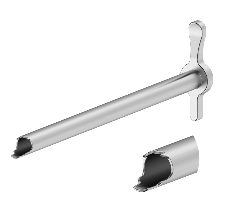 Outer working tube with partial toothing